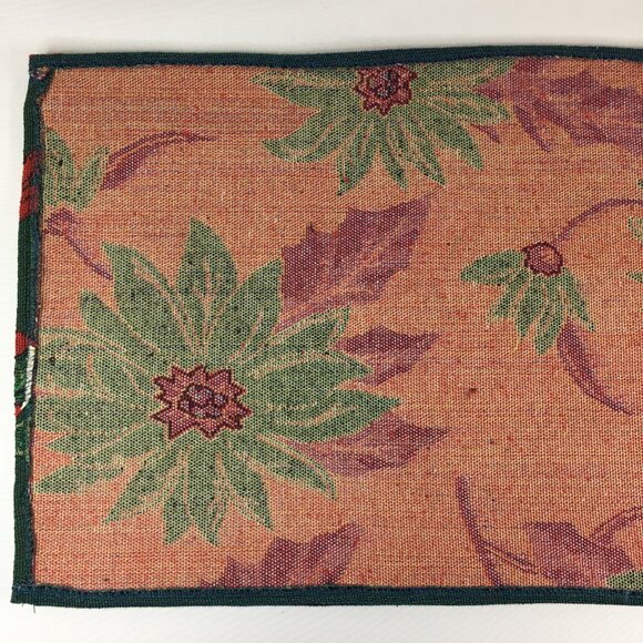 Poinsettia 69 x 13 Christmas Table Runner Red & Green Floral Holiday Tapestry - Picture 11 of 16
